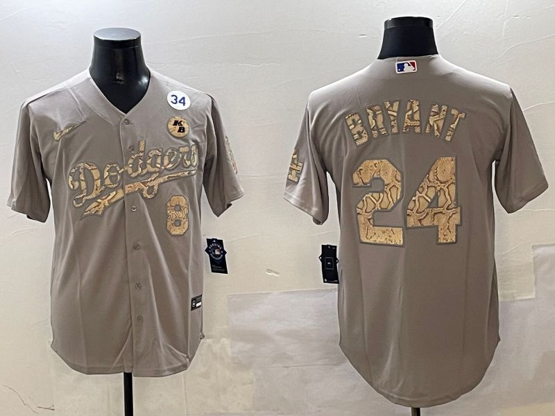 Men Los Angeles Dodgers #24 Bryant Grey Fashion Game 2025 Nike MLB Jersey style 3065